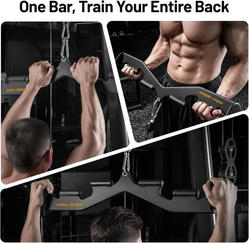 Vista 3 de LAT Pull Down Bar with 6 Ergonomic Handles, Neutral Grip LAT Pulldown Attachments for Whole Back Training, Wide Grip LAT Pulldown Bars for Home Gym