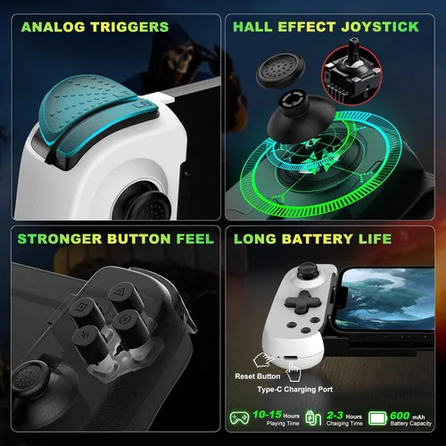 Vista 4 de Phone Game Controller for iPhoneAndroidPCSwitch, Play COD, Genshin, Diablo, Support Streaming on PS4PS3XboxPC Console, Cloud Gaming Wireless Gamepad