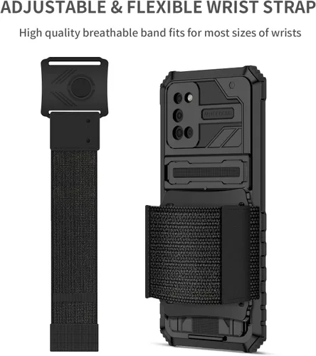 Vista 5 de Funda compatible con Redmi A1, soporte integrado compatible con Redmi A2 a prueba de golpes, funda protectora 2 en 1, color negro