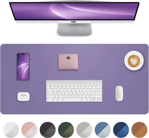 Vista 45 de Tapete protector para escritorio y mouse, antideslizante, de piel sintética, tapete impermeable de escritura para laptop, para oficina y hogar