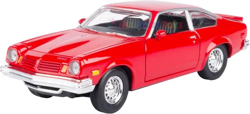 Vista 2 de Motormax 1974 Chevrolet Vega 1:24 Escala Diecast Modelo Réplica Forgotten Classics Series 79046 Rojo