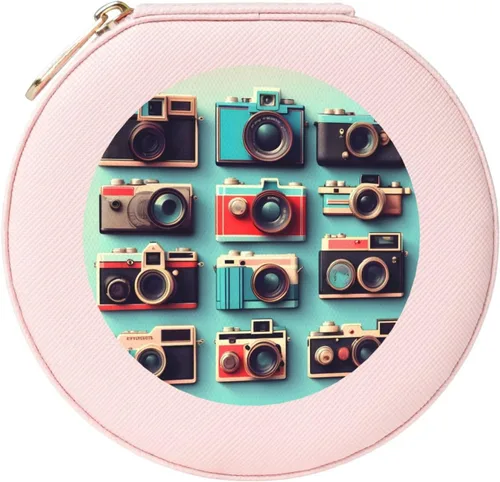Vista 9 de Retro Cool Camera Collection - Joyero de viaje compacto y elegante, organizador y caja de anillo de compromiso