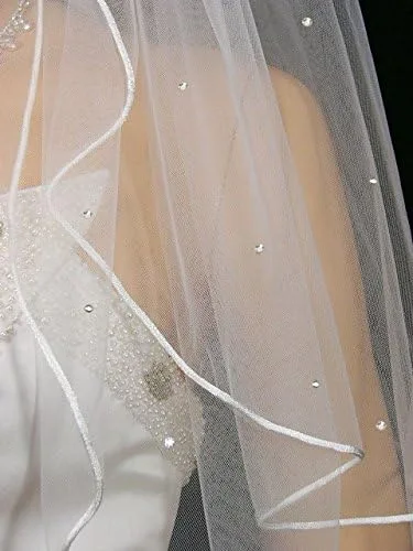 Vista 5 de SAMKY 2T 2 Tier Rhinestones Crystal Rattail Edge Bridal Wedding Veil