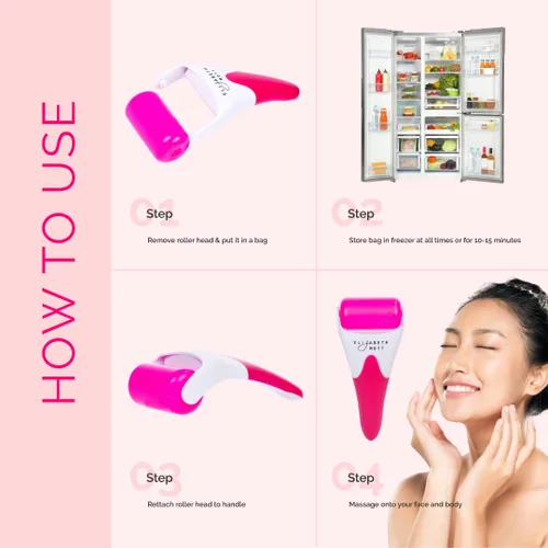 Vista 7 de Elizabeth Mott Rodillo de hielo para rostro y ojos, masajeador facial refrescante para reducir la hinchazón, bolsas debajo de los ojos