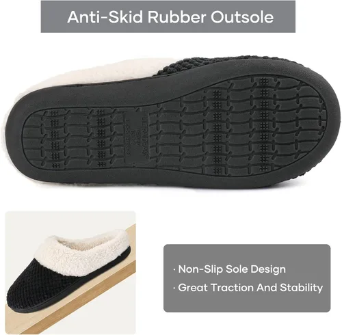 Vista 4 de ULTRAIDEAS Juego de 2 pares de pantuflas de Navidad para mujer talla 7-8 de EE. UU. (bronceado, negro)
