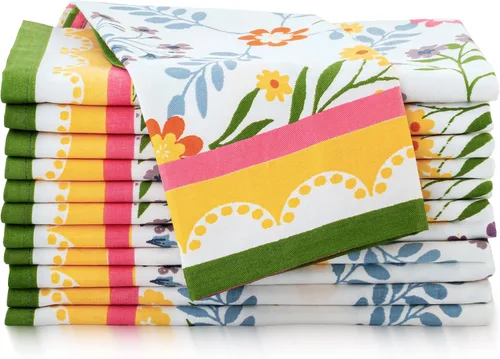 Vista 57 de Fingercraft - Juego de 12 servilletas de tela de mezcla de algodón y lino, con estampado, perfecta para fiestas, cenas, bodas, cócteles y Navidad