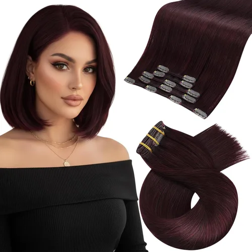 Vista 95 de Moresoo Extensiones de cabello humano con clip, balayage, color marrón oscuro a marrón dorado con clip, extensiones de cabello humano con clip, 5