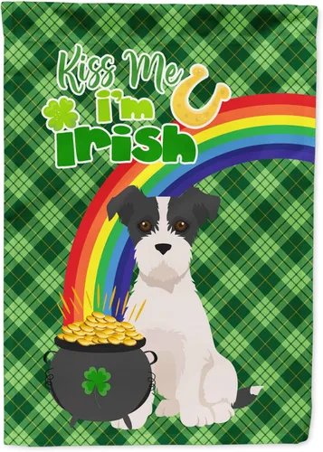 Vista 180 de Caroline's Treasures WDK4731GF - Bandera decorativa para jardín del día de San Patricio, color negro y tostado, Airedale Terrier, para jardín