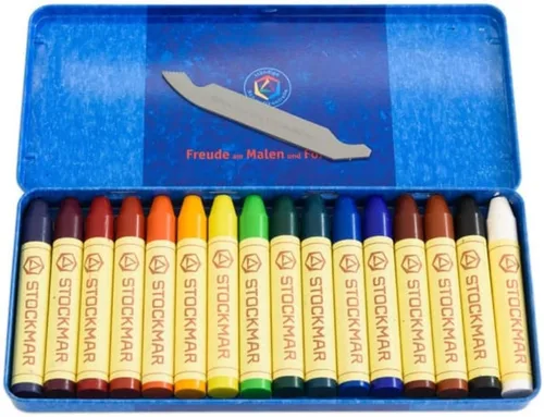 Vista 8 de Stockmar Juego de 16 crayones de cera de abejas, no tóxicos, crayones gigantes, crayones de cera de abeja para niños pequeños, niños - Waldorf