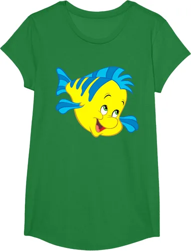 Vista 87 de Disney Camiseta de disfraz de cara grande de la Sirenita Flounder Sidekick