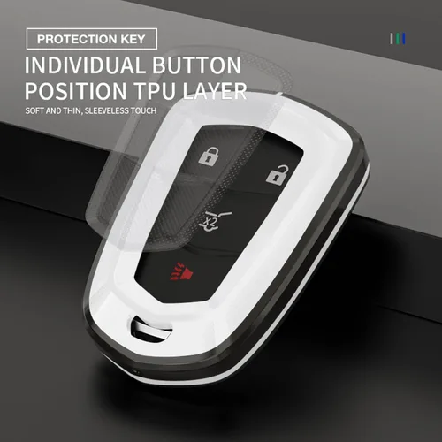 Vista 6 de RYE Para Cadillac Key Fob Cover, Cadillac Accesorios TPU+Aleación De Zinc Llavero Para Cadillac Escalade ATS CTS STS SRX XT5 CT6 Llave Inteligente