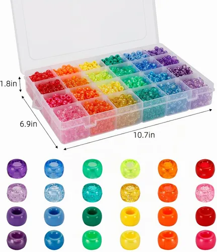 Vista 2 de Quefe 2880pcs 24 Colores 0.236x0.354 in Pony Beads Bulk para Pulseras