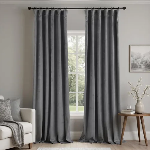 Vista 17 de Cortinas de terciopelo con trabilla trasera de 52 x 63 pulgadas de color naranja quemado de KOUFALL