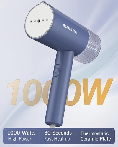 Vista 2 de BEAUTURAL Vaporizador para ropa, removedor de arrugas portátil de ropa, calentamiento rápido de 30 segundos, plegable y de mano, solo 120 V