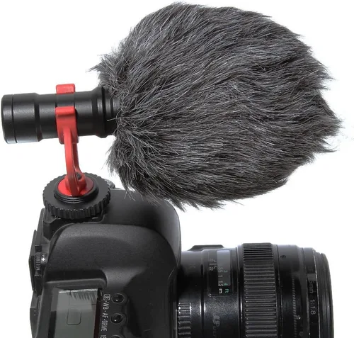 Vista 4 de FocusFoto Soporte de montaje para cámara de video para teléfono inteligente, mango estabilizador con micrófono BOYA by-MM1 con micrófono de escopeta