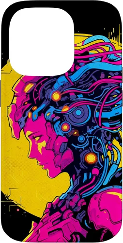 Vista 17 de Funda estilo anime futurista Cyberpunk para iPhone 16 Robot Woman