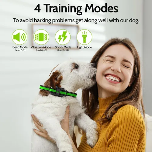 Vista 3 de Collar eléctrico de entrenamiento para perros con 4 modos de entrenamiento y control remoto recargable, rango impermeable de 3300 pies para perros