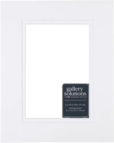 Vista 3 de Gallery Solutions Tapete blanco doble de corte biselado personalizado para portarretratos de 11 x 14 pulgadas con apertura de 8 x 10 pulgadas