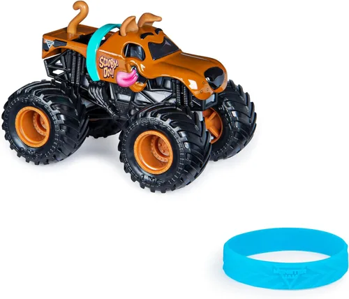 Vista 2 de Monster Jam, Camión oficial de Scooby Doo, vehículo fundido a presión, serie Ruff Crowd, escala 1:64