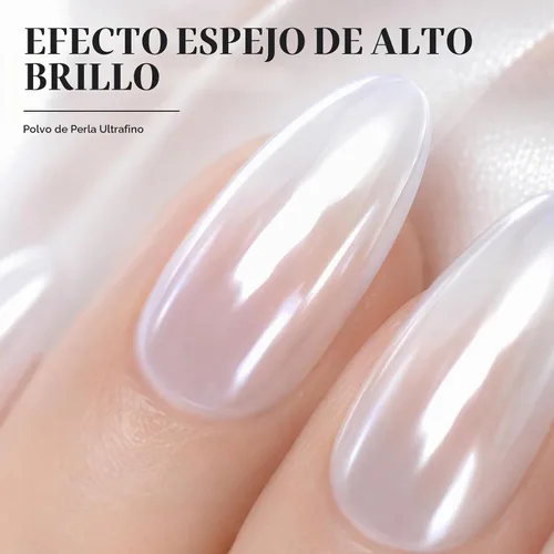 Vista 5 de Polvo de uñas de cromo perla blanca para uñas de gel