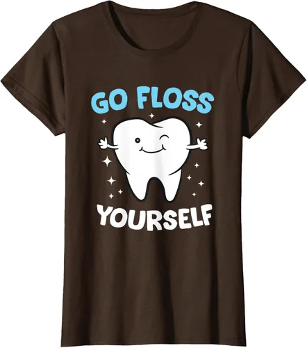 Vista 23 de Camiseta higienista dental, asistente dental, Go Floss Yourself dentista, Negro, S