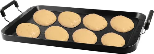 Vista 9 de Plancha superior para estufa de gas, sartén de doble quemador resistente a la deformación de 17 pulgadas, parrilla de aluminio antiadherente