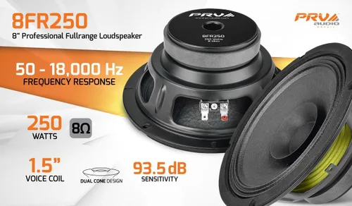 Vista 7 de PRV AUDIO 8FR250 Altavoz de rango completo de 8 pulgadas, 8 ohmios, 250 vatios de potencia de programa continuo, 125 vatios de potencia RMS, 93.5