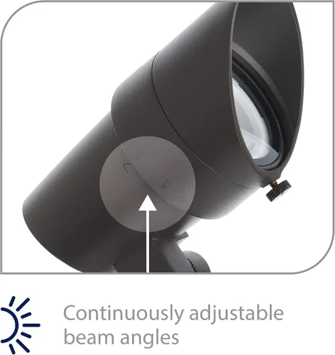 Vista 3 de WAC Iluminación de paisaje, luz LED de 12 V de tamaño pequeño con ángulo de haz ajustable y control de brillo integral, 50-420 lúmenes, 3000 K, Negro