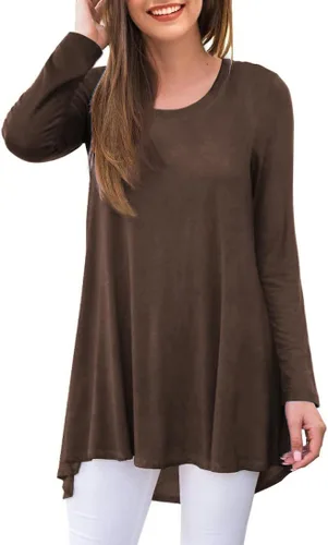 Vista 55 de AWULIFFAN Blusa tipo túnica holgada de manga larga con cuello redondo para mujer