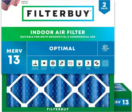 Vista 33 de Filterbuy Filtro de aire MERV 13 de 8 x 14 x 1 pulgadas, protección óptima contra el humo y la alergia (paquete de 2), filtros electrostáticos