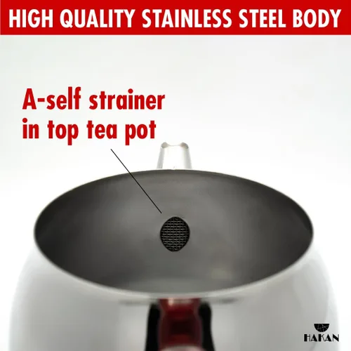 Vista 3 de Hakan Juego de tetera Maxi Double Bondy de acero inoxidable de 3.2 L, 107 onzas, con tapa doble autocolador, juego de tetera estilo samovar turco