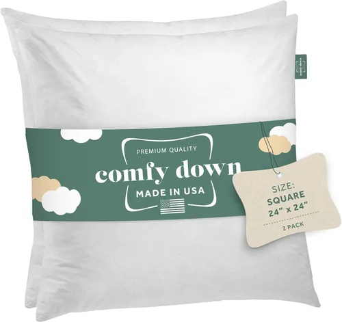 Vista 11 de ComfyDown Cojín de 12 x 12 pulgadas, relleno de plumas y plumas, funda 100% algodón, fabricada en Estados Unidos, funda de almohada decorativa suave