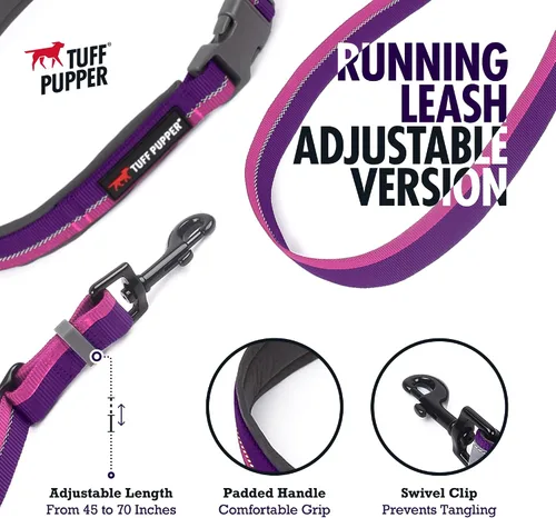 Vista 3 de Correa de perro de longitud ajustable manos libres con cinturón acolchado (24-50 pulgadas) y arnés para perro Tracker No Escape (S)