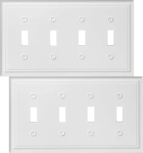 Vista 10 de OKAWYC Cubierta Individual de Interruptor de Luz en Blanco Luca Placa de Pared de Metal, Paquete de 4 Blanco 1 Gang, Cubierta de Interruptor de Luz