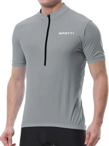 Vista 15 de Spotti Playera de manga corta para ciclismo de hombre con 3 bolsillos traseros, transpirable, secado rápido