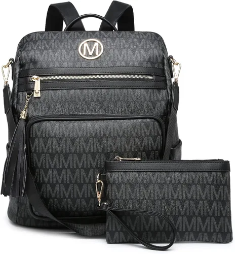 Vista 93 de MKP COLLECTION Mochila de moda para mujer, bolsa convertible grande para mujer, mochila de viaje, bolsa de hombro, juego de 2 piezas con borla, Beige