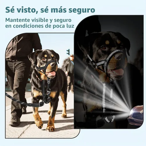 Vista 6 de BARKLESS - Collar de cabeza antitirones para perros medianos y grandes, resistente Negro