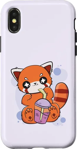 Vista 4 de Funda para iPhone 15 con diseño de panda rojo Boba Cute Anime Kawaii Pearl Bubble Tea Case
