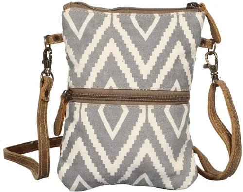 Vista 3 de Myra Bag Gladden S-1357 - Bolso cruzado de lona reciclada, color marrón, talla única, Gris