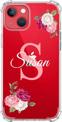 Vista 10 de Funda Transparente de Cristal con Nombre Personalizado e Inicial, Compatible con iPhone 16 Pro Max 15 Plus 14 13 12 11 Xs Max XR 8 7 6 Plus 11 Mini