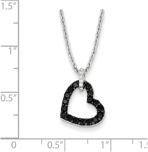 Vista 2 de 12quilates blanco y negro 13mm Corazón Collar De Diamantes En Plata De Ley