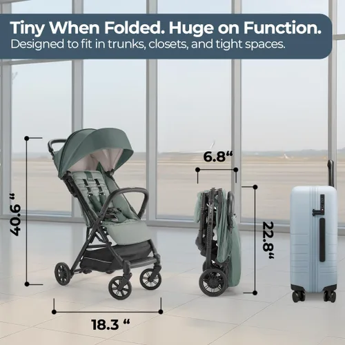 Vista 3 de Inglesina Quid 2 - Cochecito de viaje ligero ultra compacto, para bebés y niños pequeños, asiento reclinable, plegable, toldo plegable, 3 meses - 50