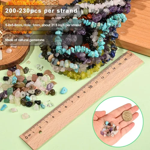 Vista 3 de KitBeads 200-230 cuentas de cristal curativo irregulares de cuarzo Transparente