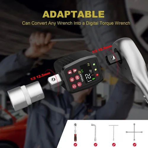 Vista 6 de ANPUDS Adaptador de par digital de 1/2 pulgada, 1.1-22.1 pies-lb/1.5-30 Nm, convertidor de llave dinamométrica digital con ±1% de precisión, valor
