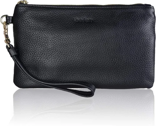 Vista 2 de befen Monedero de mano con monedero negro + monedero metálico de peltre para mujer