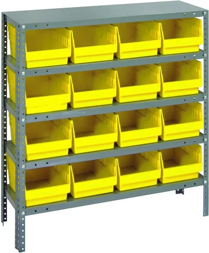 Vista 68 de Quantum QSBU-245BK Heavy Duty Shelving Unit with (7) Shelves and (24) QUS245 Black Bins for Garage Warehouse Storage Distribution 400 lb Load
