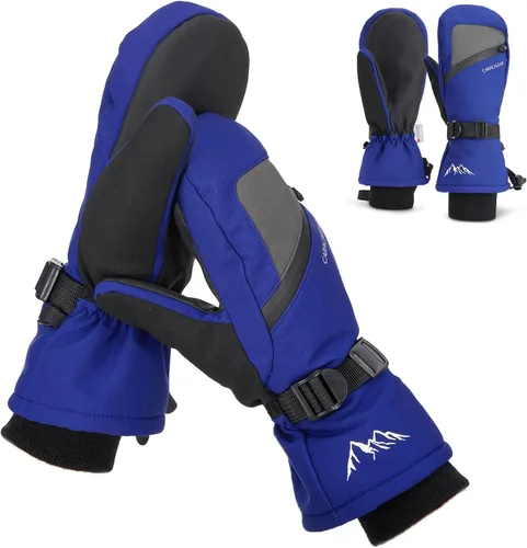 Vista 7 de Caracaleap Guantes de esquí de invierno para hombres y mujeres para clima frío, guantes de snowboard cálidos, guantes impermeables para deportes