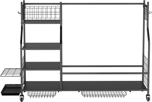 Vista 9 de ROOMTEC Organizador de almacenamiento de bolsas de golf, estante de almacenamiento de bolsas de golf para garaje, estante de almacenamiento