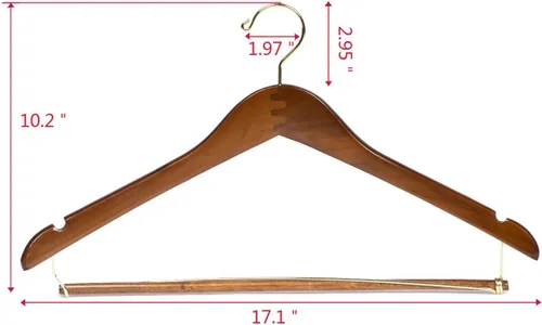 Vista 9 de Quality Hangers Perchas de madera hermosas y resistentes para trajes, perchas curvadas ideales para viajeros, perchas resistentes con barra