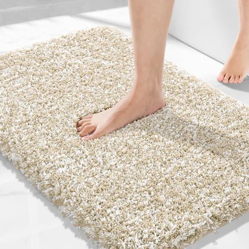 Vista 96 de Yimobra Alfombras de baño en negro y blanco antideslizantes lavables, tapetes de baño ultra suaves y absorbentes de agua, alfombra de ducha suave